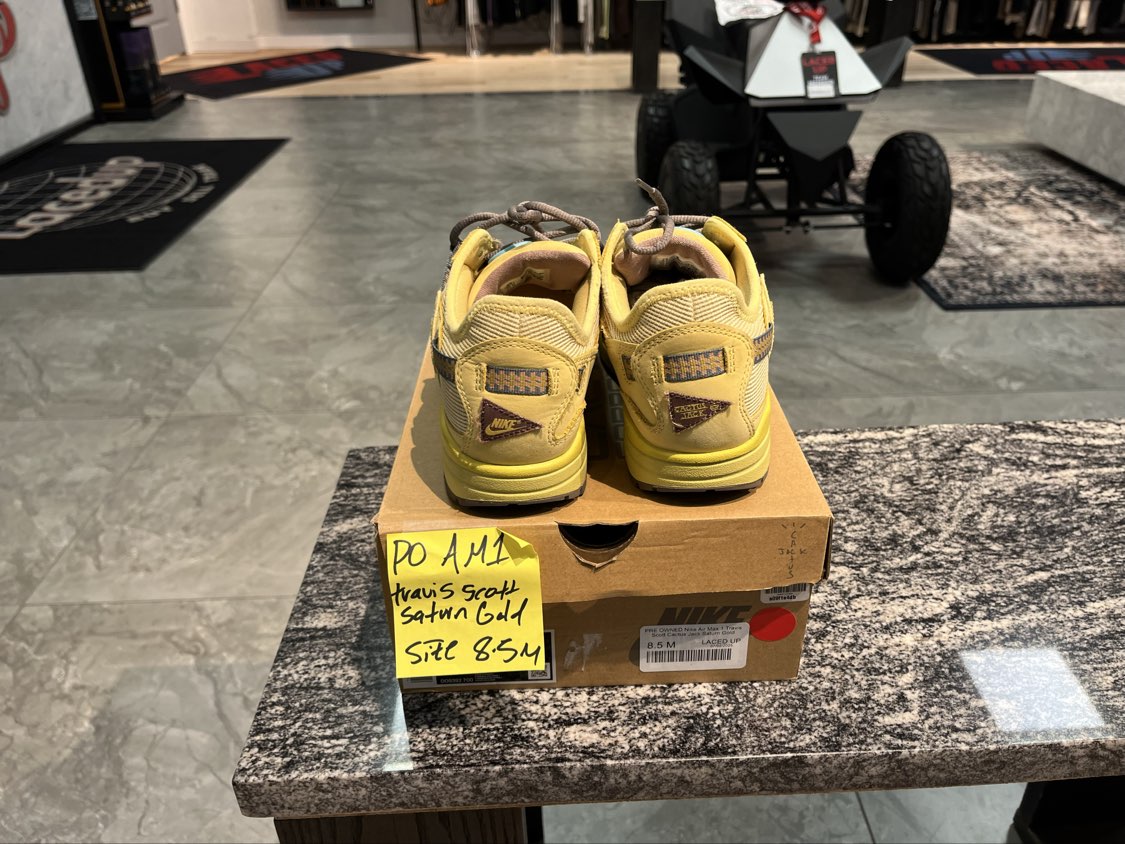 PRE OWNED Nike Air Max 1 Travis Scott Cactus Jack Saturn Gold