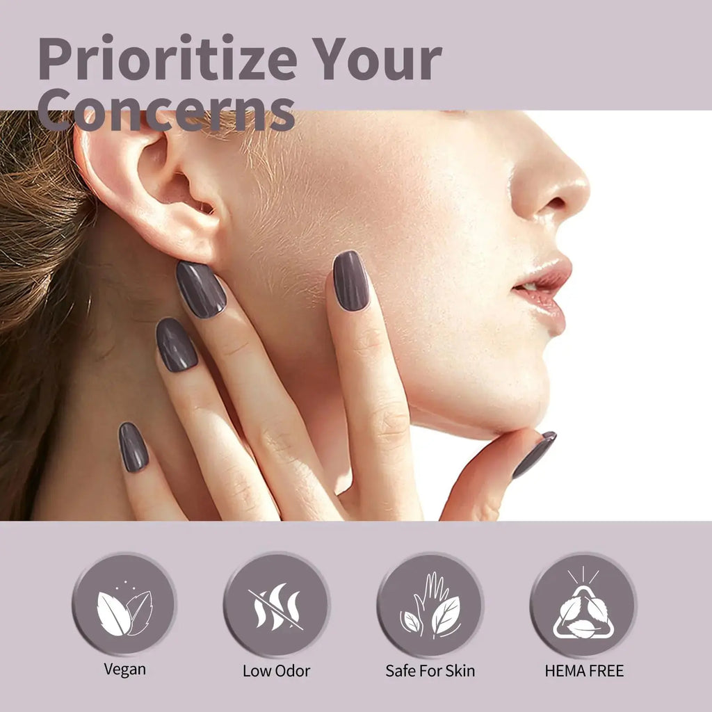 CANNI Grey Gel Nail Polish - Dark Grey Violet Brown High Gloss UV Gel for French Manicure
