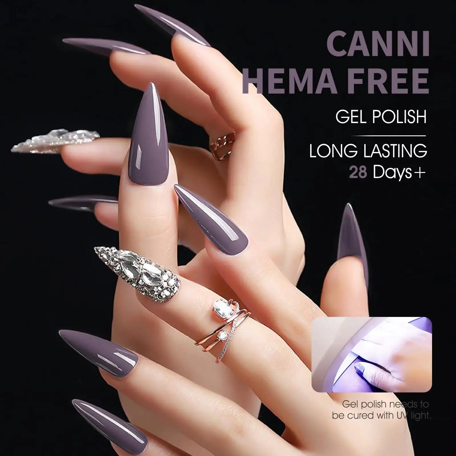 CANNI Grey Gel Nail Polish - Dark Grey Violet Brown High Gloss UV Gel for French Manicure