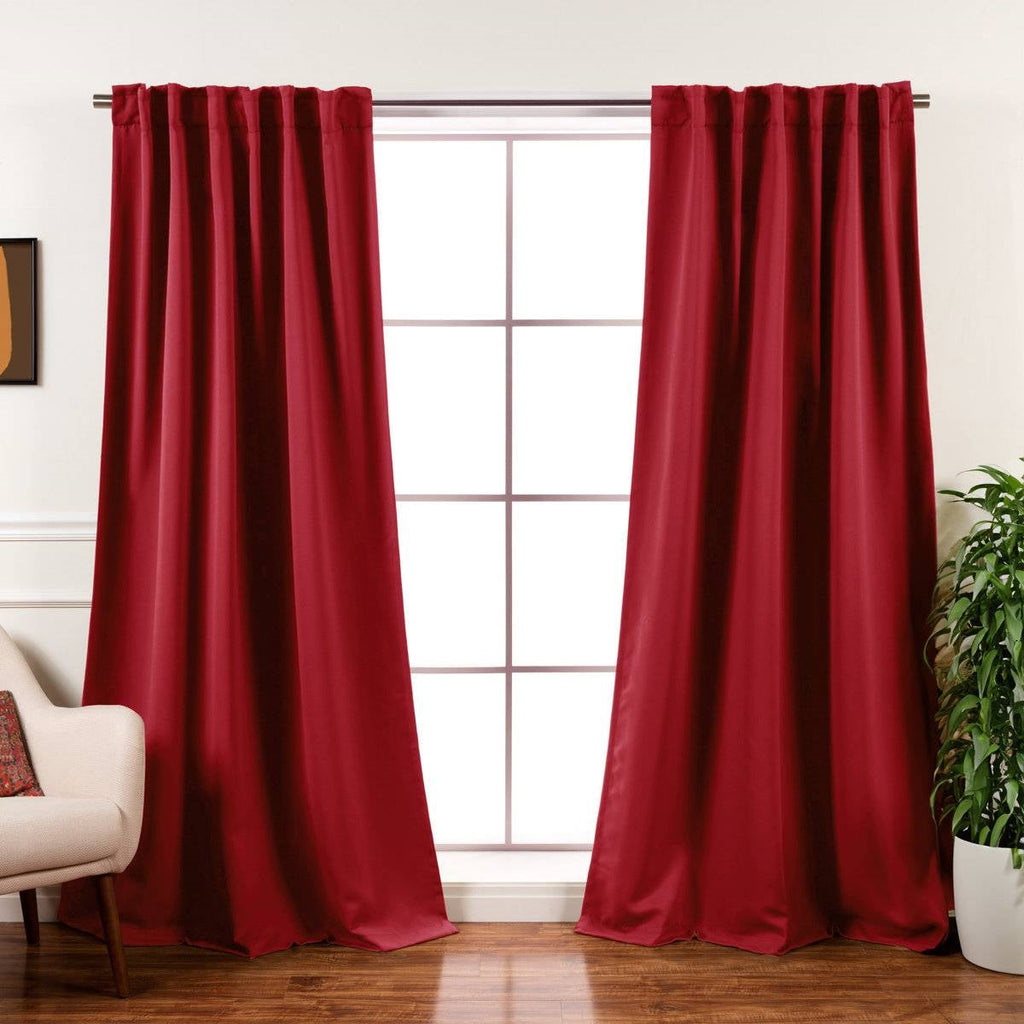 52 x 96 inch Solid Red Thermal Blackout Curtain Panels - Set of 2