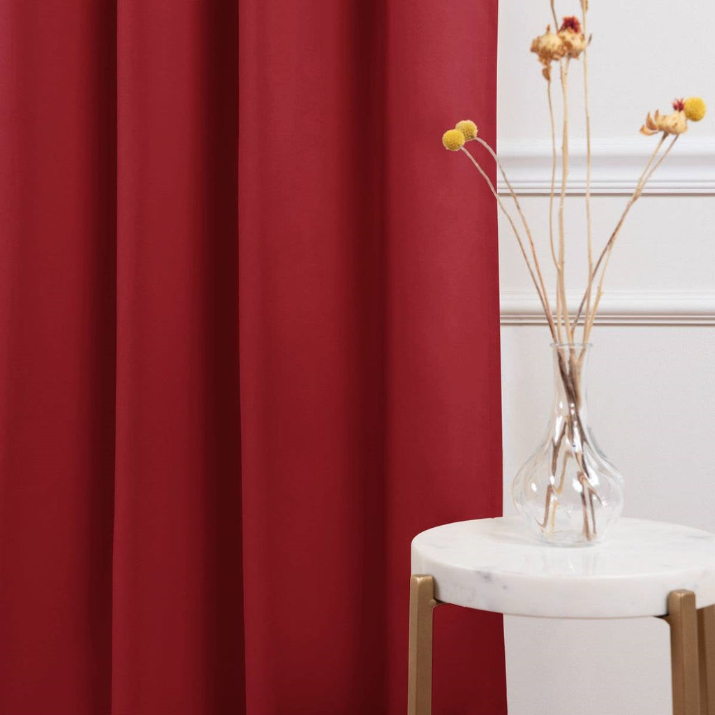 52 x 96 inch Solid Red Thermal Blackout Curtain Panels - Set of 2