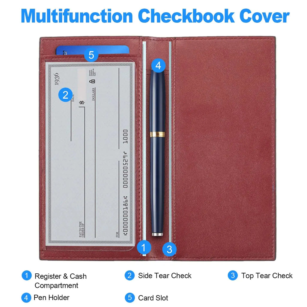 CASMONAL Premium Leather Checkbook Cover for Men and Women | Checkbook Holder Wallet