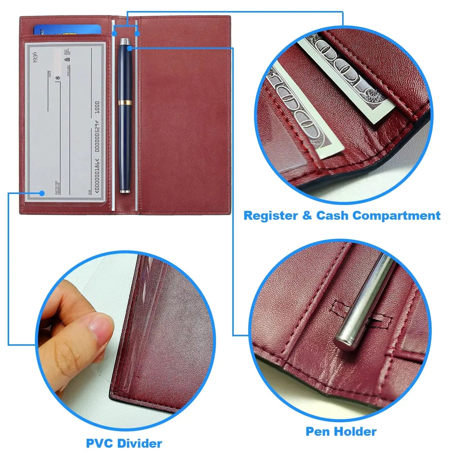 CASMONAL Premium Leather Checkbook Cover for Men and Women | Checkbook Holder Wallet