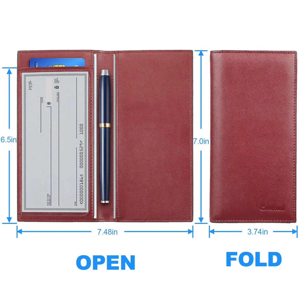 CASMONAL Premium Leather Checkbook Cover for Men and Women | Checkbook Holder Wallet