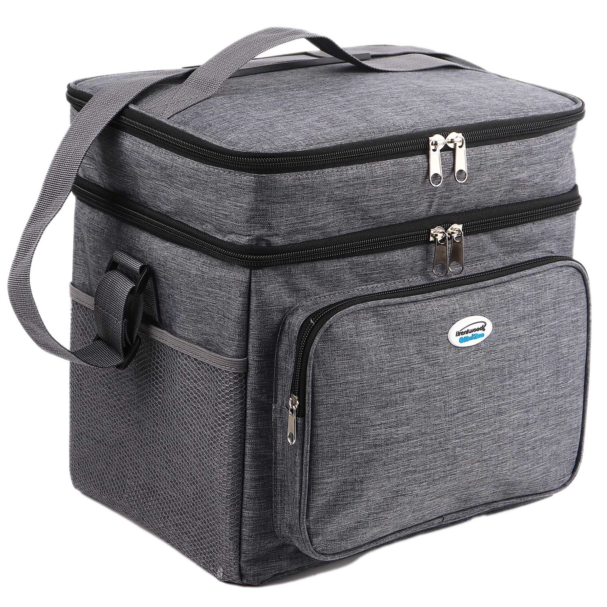 Brentwood Kool Zone 24-Can Insulated Cooler Bag in Gray with Hard Liner