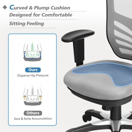 Ergonomic Mesh Office Chair with Adjustable Back Height and Armrests-Black