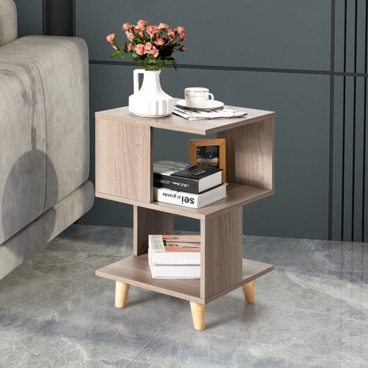 2 Pieces Wooden Modern Nightstand Set with Legs for Living Room