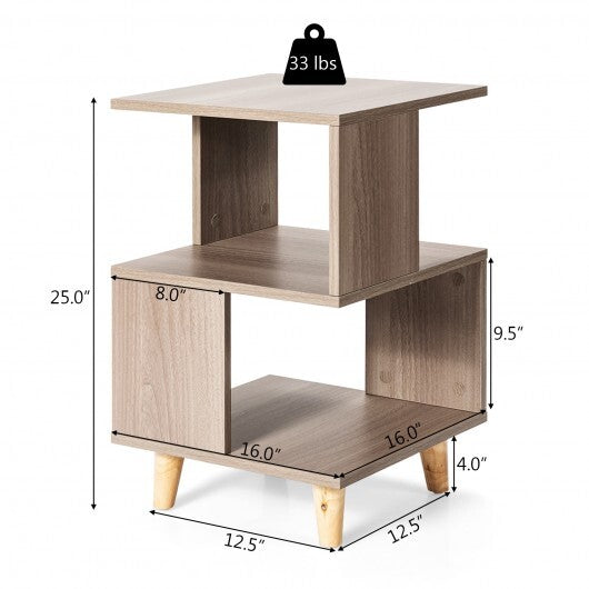 2 Pieces Wooden Modern Nightstand Set with Legs for Living Room