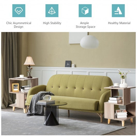 2 Pieces Wooden Modern Nightstand Set with Legs for Living Room