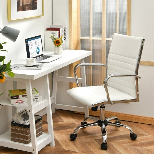 High Back Ribbed Office Chair with Armrests-Black
