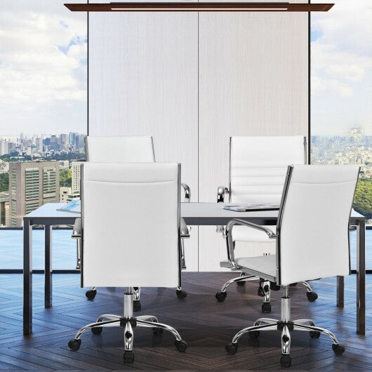 High Back Ribbed Office Chair with Armrests-Black