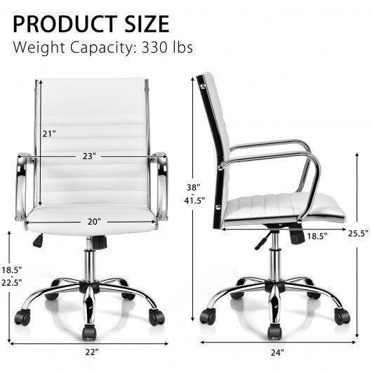 High Back Ribbed Office Chair with Armrests-Black