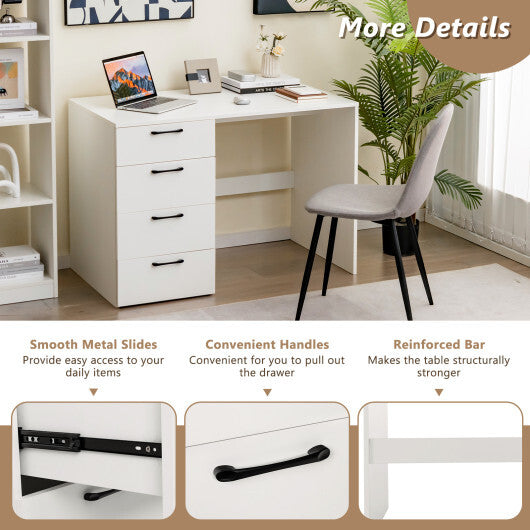 43.5 Inch Computer Desk with 4 Large Drawers-White
