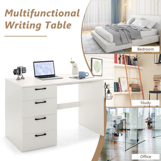 43.5 Inch Computer Desk with 4 Large Drawers-White