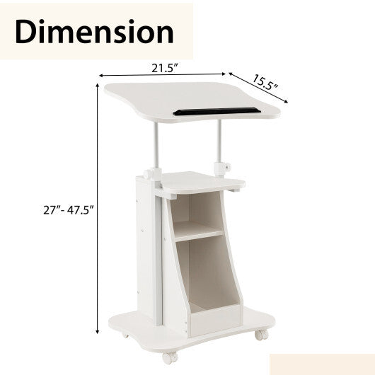 Sit-to-Stand Laptop Desk Cart Height Adjustable with Storage-Black