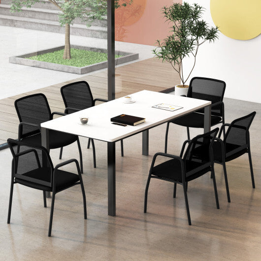 Waiting Room Chair Set of 2 Office Guest Chairs with Ergonomic Mesh Backrest-Black