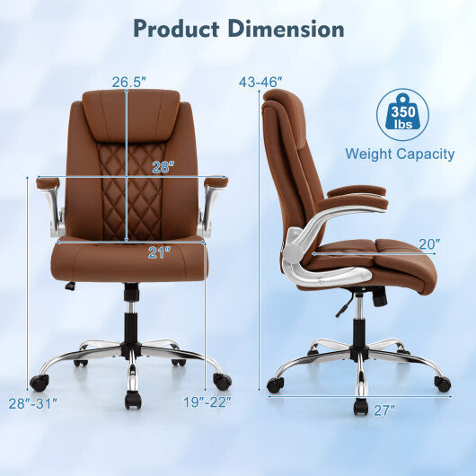 Modern Height Adjustable PU Leather Office Chair with Rocking Function-Black