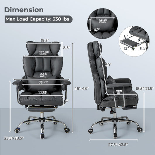 PU Leather Home Office Chair 400 lbs High Back Executive Chair-White