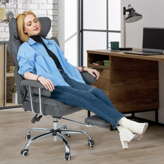 PU Leather Home Office Chair 400 lbs High Back Executive Chair-White