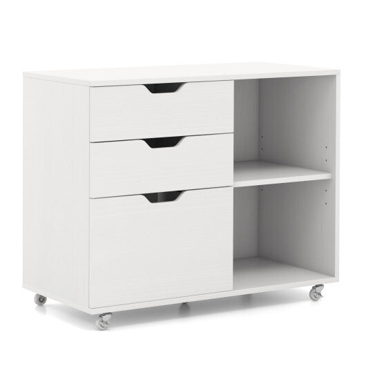 3-Drawer File Cabinet with Adjustable Shelf and Wheels for Letter-Rustic Brown
