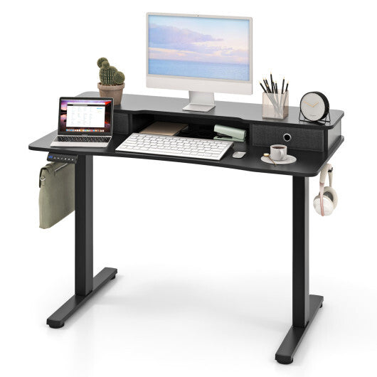 48 Inch x 24 Inch Height Adjustable Electric Standing Desk with 2 Drawers-Rustic Brown