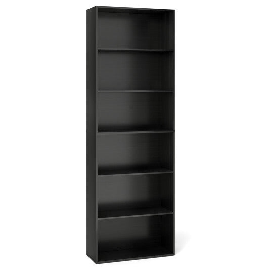 6-Tier Bookcase with 6 Open Shelves and Anti-Toppling Kits-Rustic Brown