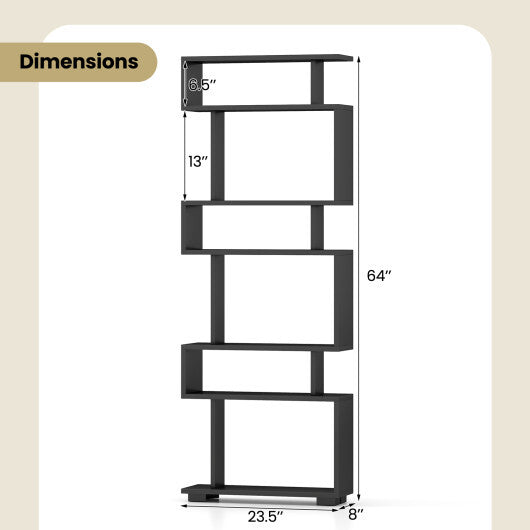 6-Tier Bookcase with Anti-Tipping Kit-White