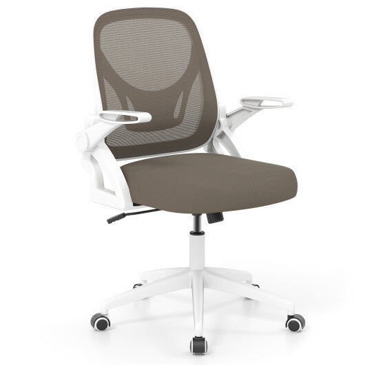 Ergonomic Computer Desk Chair with Lumbar Support and Flip-up Arms-Black