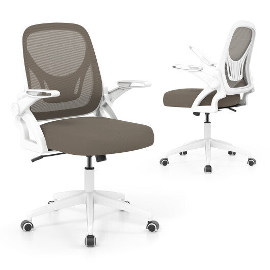 Ergonomic Computer Desk Chair with Lumbar Support and Flip-up Arms-Black