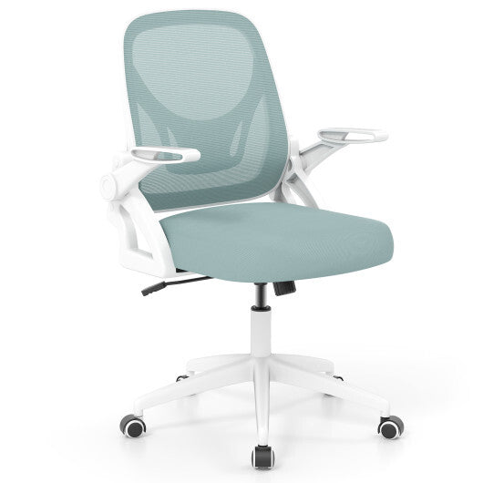 Ergonomic Computer Desk Chair with Lumbar Support and Flip-up Arms-Black