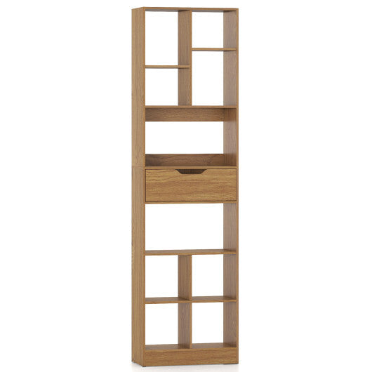71inch Tall Freestanding Bookcase with Drawer 10-Cube Storage Organizer-White