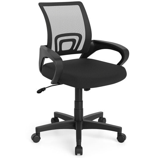 Mid-Back Mesh Office Chair Ergonomic Computer Chair with Lumbar Support-Black