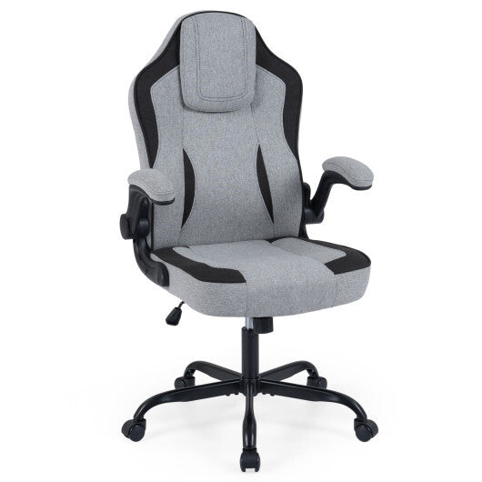 Ergonomic Computer Office Chair with 90? Flip-up Armrests-Gray