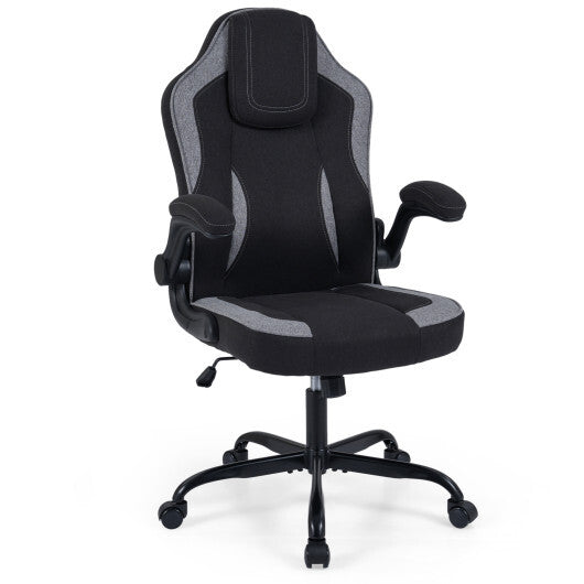 Ergonomic Computer Office Chair with 90? Flip-up Armrests-Gray