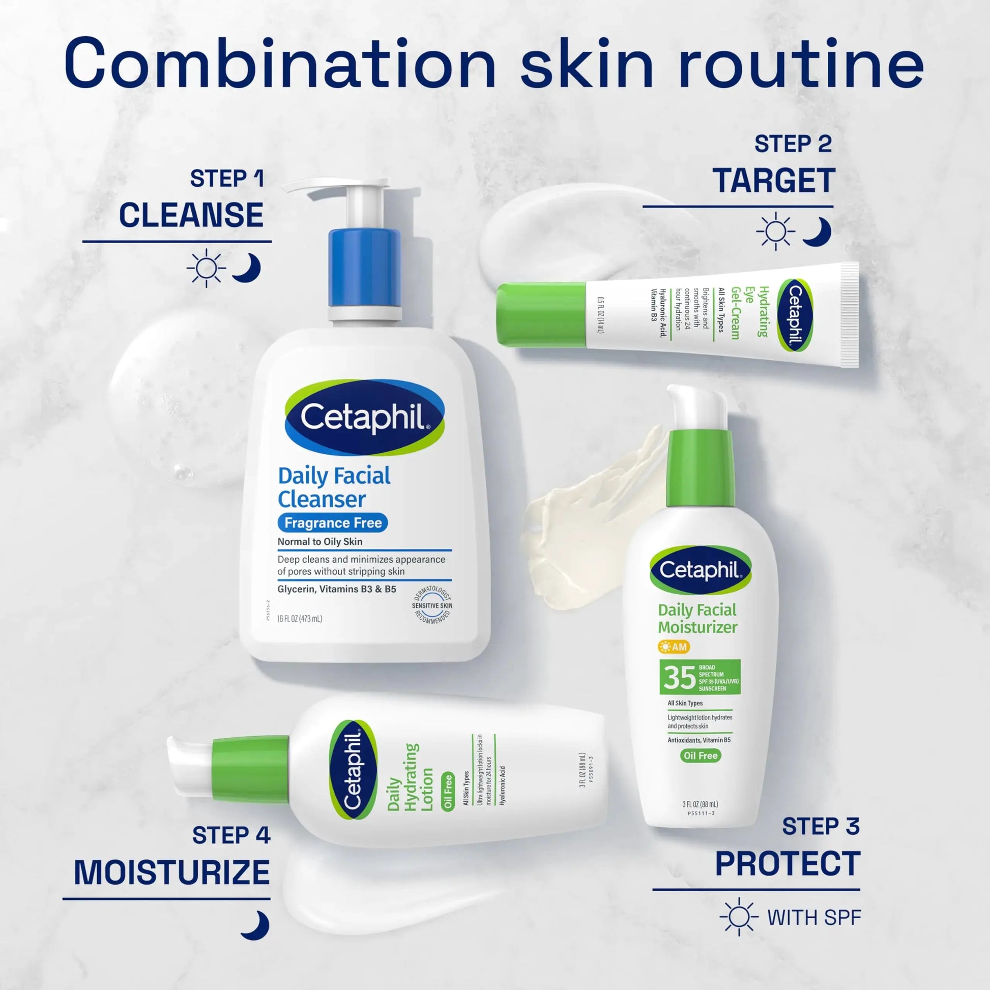 CETAPHIL Daily Facial Cleanser Face Wash - Normal to Oily Skin, NEW 16 Oz, Fragrance Free