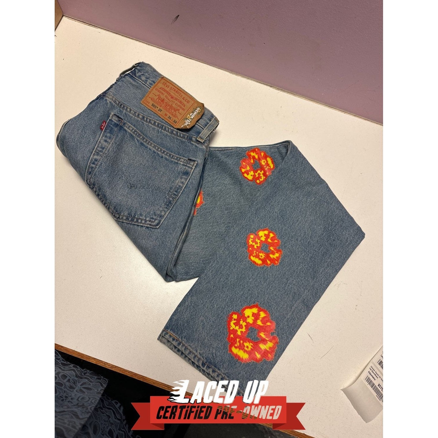 PRE OWNED Denim tears x Offset jeans light wash