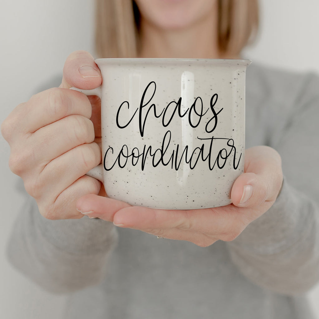Chaos Coordinator Ceramic Campfire Mug 14.5oz White Sesame Glaze Double Sided Design