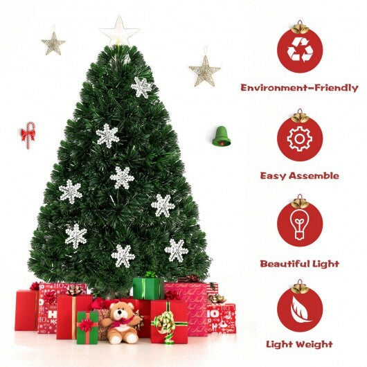 LED Optic Artificial Christmas Tree with Snowflakes-6 Feet