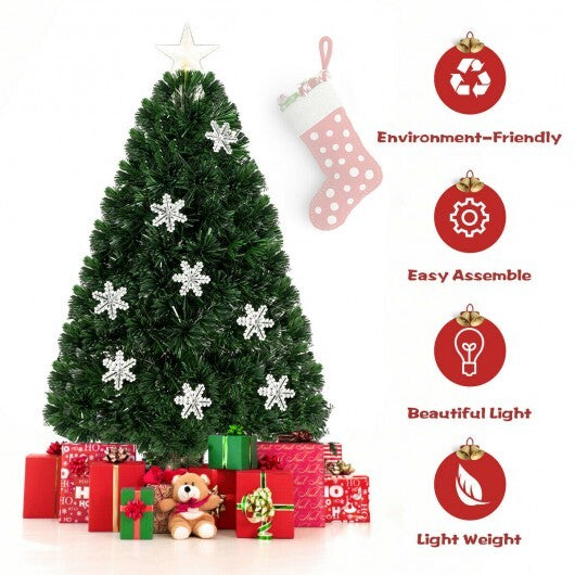 LED Optic Artificial Christmas Tree with Snowflakes-6 Feet