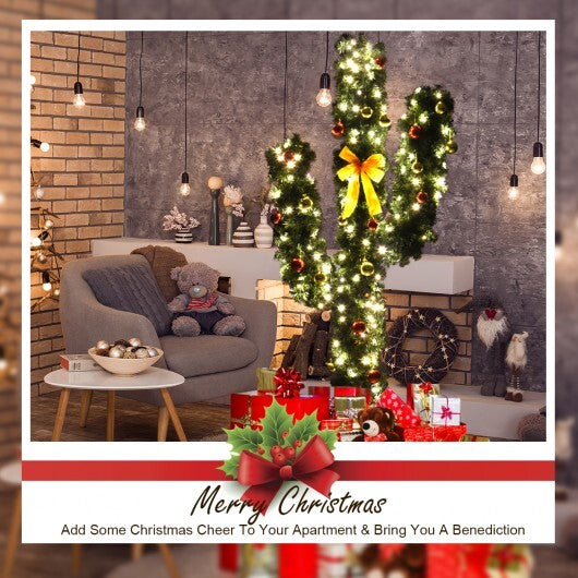6 Feet Artificial Cactus PVC Christmas Tree with LED Lights and Ball Ornaments-6 ft