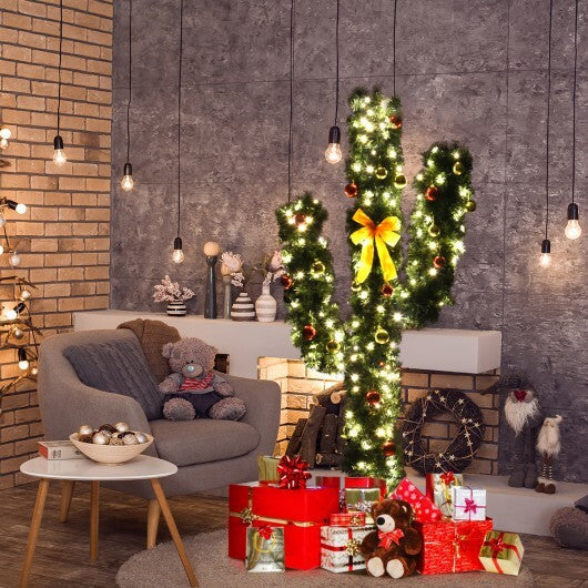 6 Feet Artificial Cactus PVC Christmas Tree with LED Lights and Ball Ornaments-6 ft