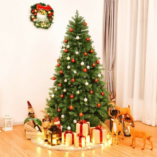6/7/8 Feet Hinged Christmas Tree with PVC Branch Tips Warm White LED Lights-6 ft
