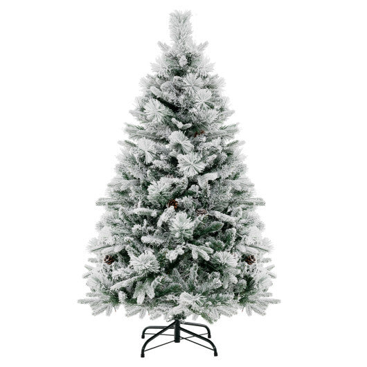 4.5/6/7 Feet Artificial Xmas Tree with Pine Needles and LED Lights-7 ft