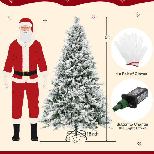 4.5/6/7 Feet Artificial Xmas Tree with Pine Needles and LED Lights-7 ft