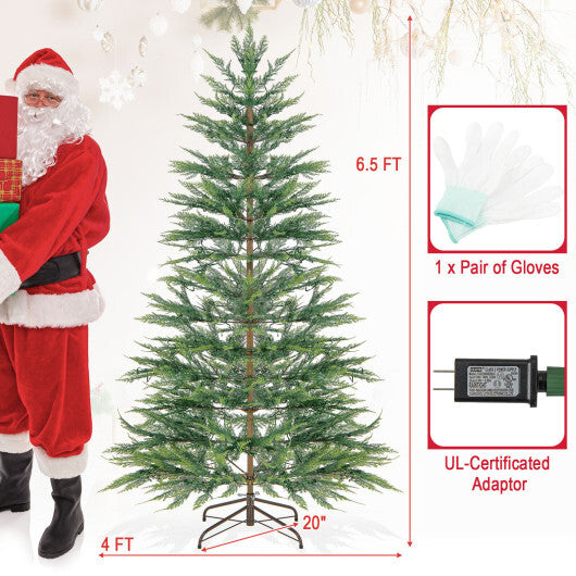 6.5/7.5 Feet Artificial Cypress Christmas Tree Pre-lit Hinged-6.5 ft