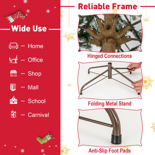 6.5/7.5 Feet Artificial Cypress Christmas Tree Pre-lit Hinged-6.5 ft