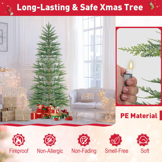 6.5/7.5 Feet Artificial Cypress Christmas Tree Pre-lit Hinged-6.5 ft