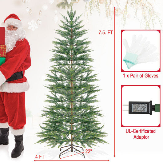 6.5/7.5 Feet Artificial Cypress Christmas Tree Pre-lit Hinged-6.5 ft