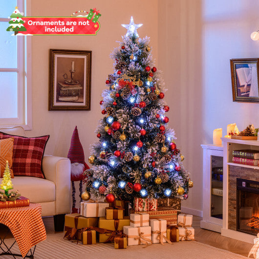 7 FT Flocked Christmas Tree with 8 Lighting Modes