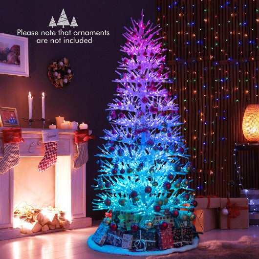 7 FT Artificial Pre-lit Christmas Tree Hinged Xmas Tree with 820 Coral-like Branch Tips